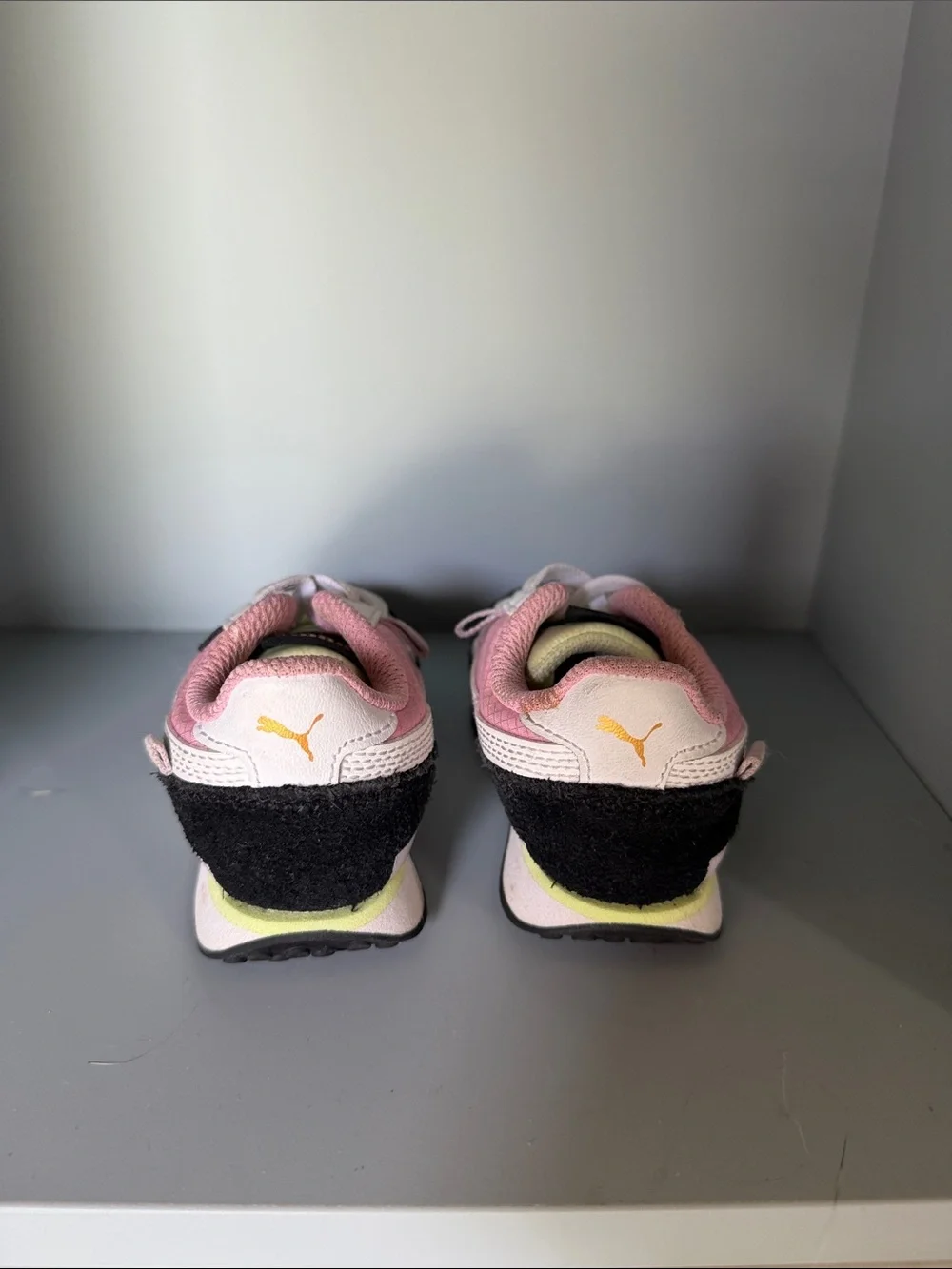 Puma Kids Pink, Black & White Low-Top Sneakers